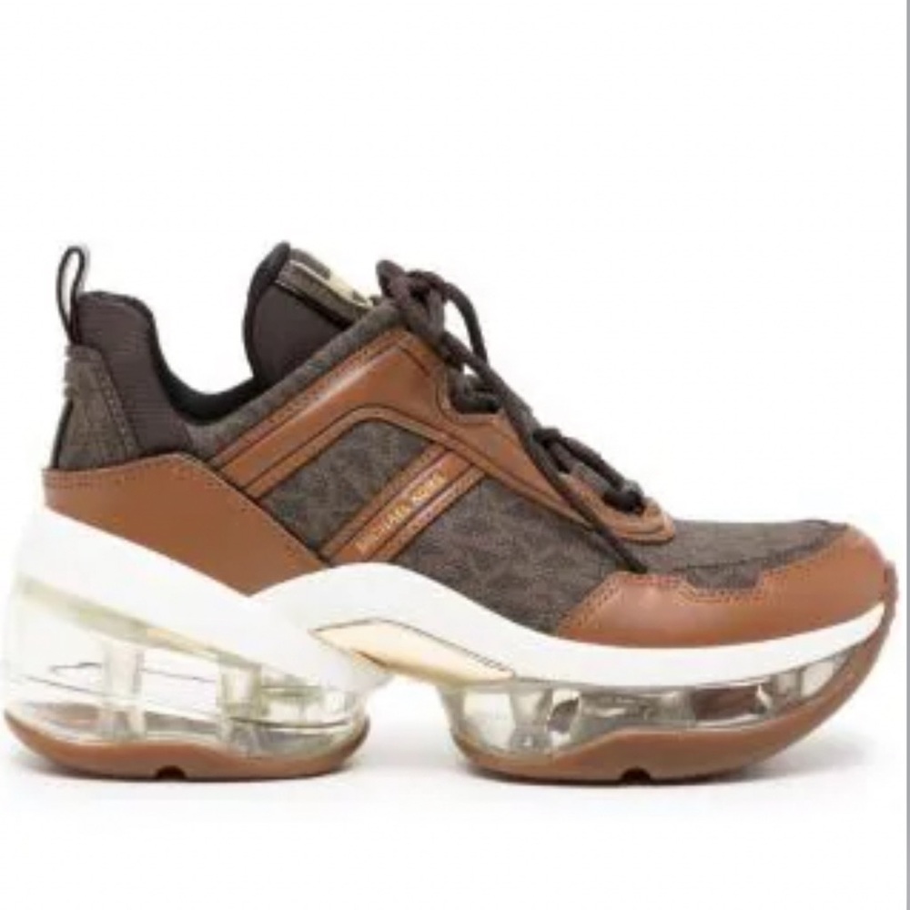 SOLD - Michael Michael Kors Olympia signature brown woman’s tennis shoes